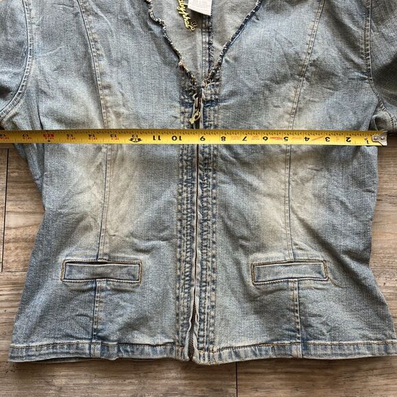 Vintage Baby Phat Denim Jean Jacket Y2K Glam Women Small Embroidered Light Blue - Picture 6 of 14